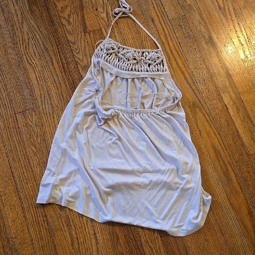 Express Coquette Boho Cream Halter Top M - Picture 3 of 5
